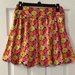 SSYS Bright Floral Patterned Scalloped Women's Active Skort Size Small
